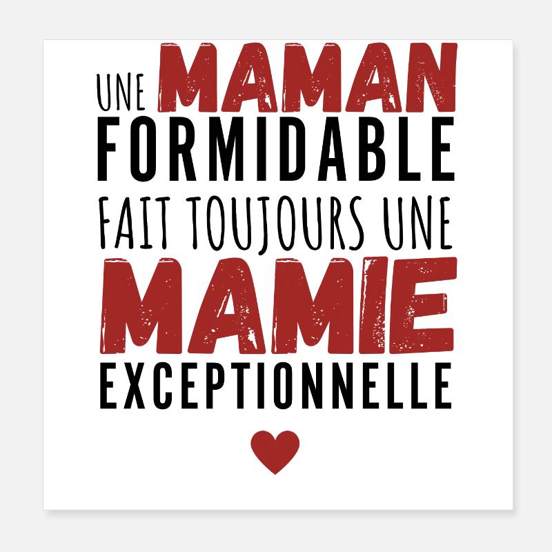 Une maman formidable une mamie exceptionnelle Poster 20 x 20 cm