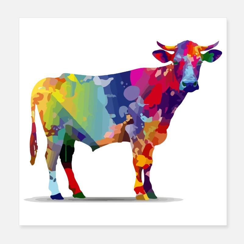 Aka the multicolored cow Poster 8" x 8" (20x20 cm)