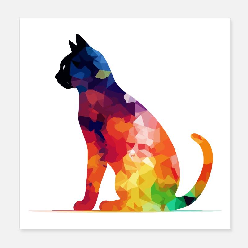 Ako le chat multicolore Poster 20 x 20 cm
