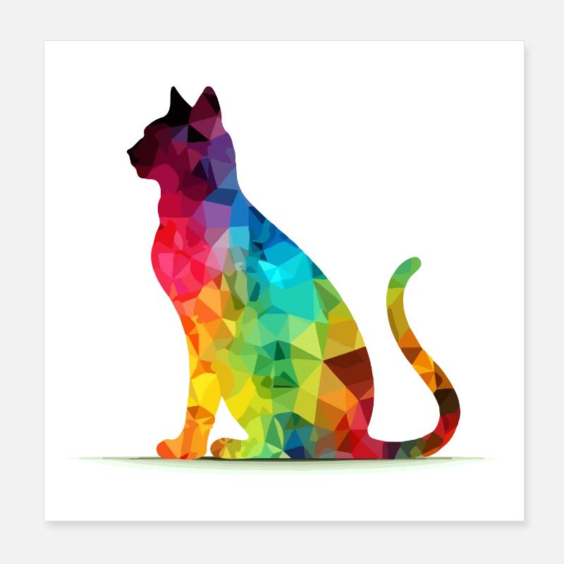 Pacho the multicolored cat Poster 8" x 8" (20x20 cm)
