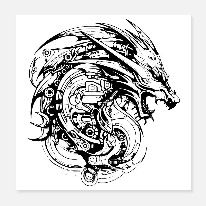 Cyber Sigilisme Dragon Tattoo Design Poster 20 x 20 cm
