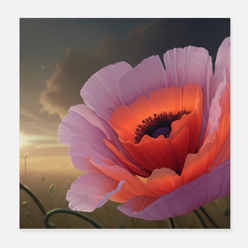Mohnblume im Abendlicht Poster 20x20 cm