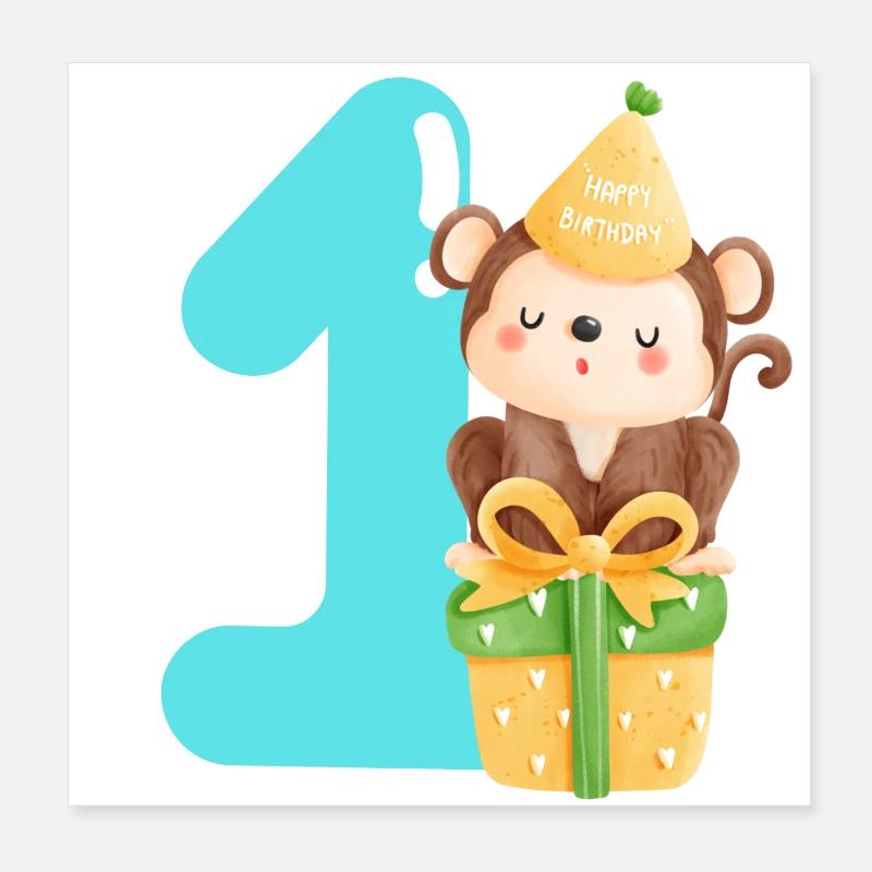 1. Geburtstag. Erster Geburtstag Poster 20x20 cm