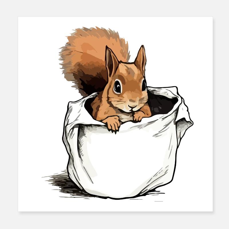 Biki the Squirrel Poster 8" x 8" (20x20 cm)