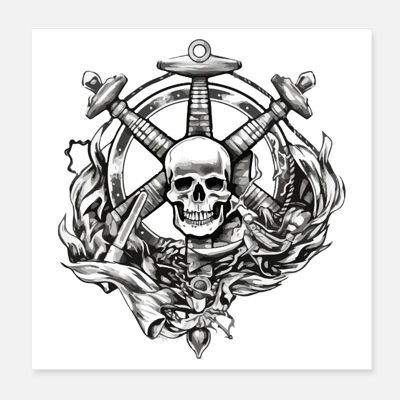 Piratenschädel Poster 20x20 cm