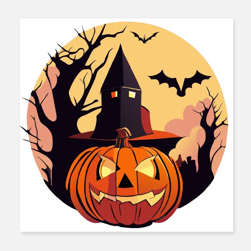 Haunted Halloween Moonlight Poster 8" x 8" (20x20 cm)