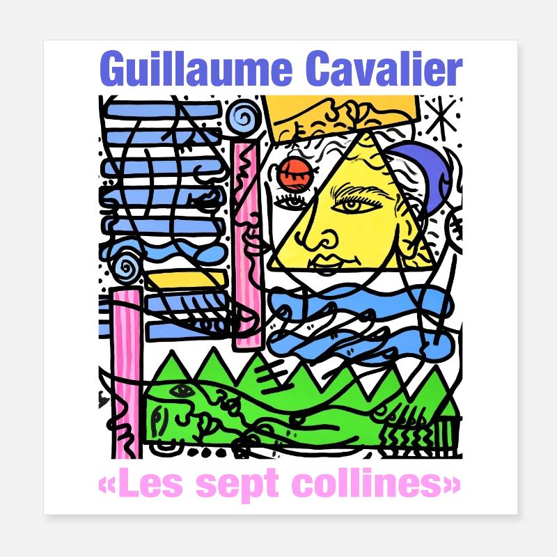 Les sept collines - Poster 20 x 20 cm - blanc