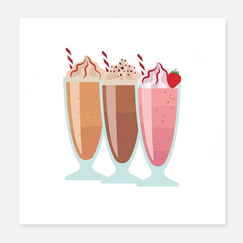 Milkshakes retro logo gift summer Poster 8" x 8" (20x20 cm)