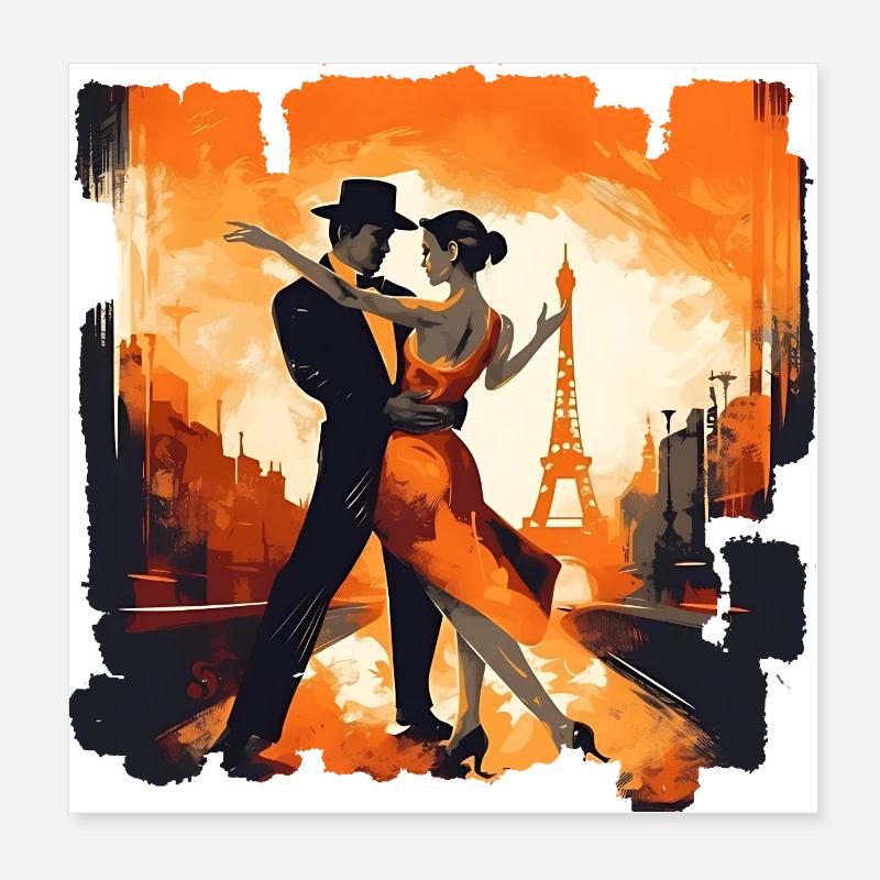 Beim Tango gibt es keine feste Schrittfolge - Poster 20x20 cm - Weiß
