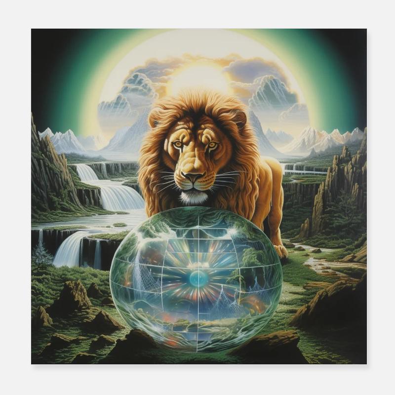 Lion Divination - Poster 8" x 8" (20x20 cm) - white
