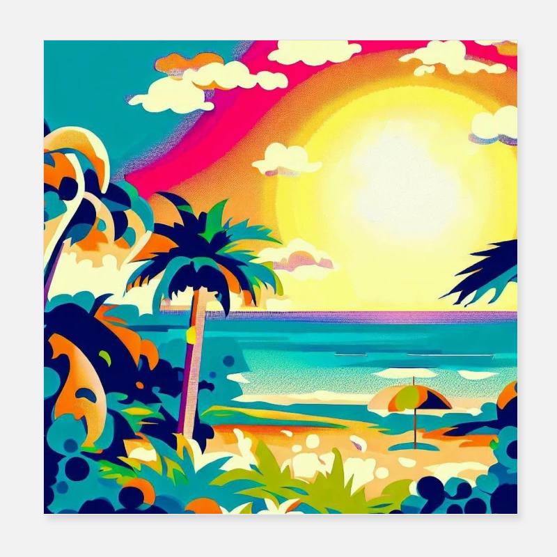 Coucher de soleil City Pop Poster 20 x 20 cm