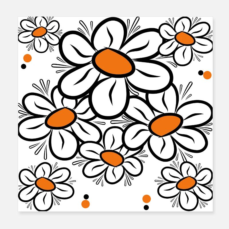 Gänseblümchen Margeriten Blumenranke Blumenmuster Poster 20x20 cm