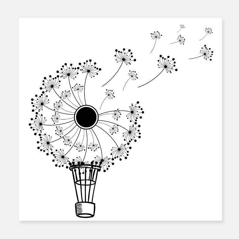 Dandelion hot air balloon Poster 8" x 8" (20x20 cm)