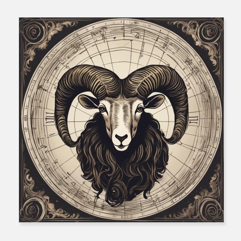 Zodiac Aries - Poster 20x20 cm - Weiß