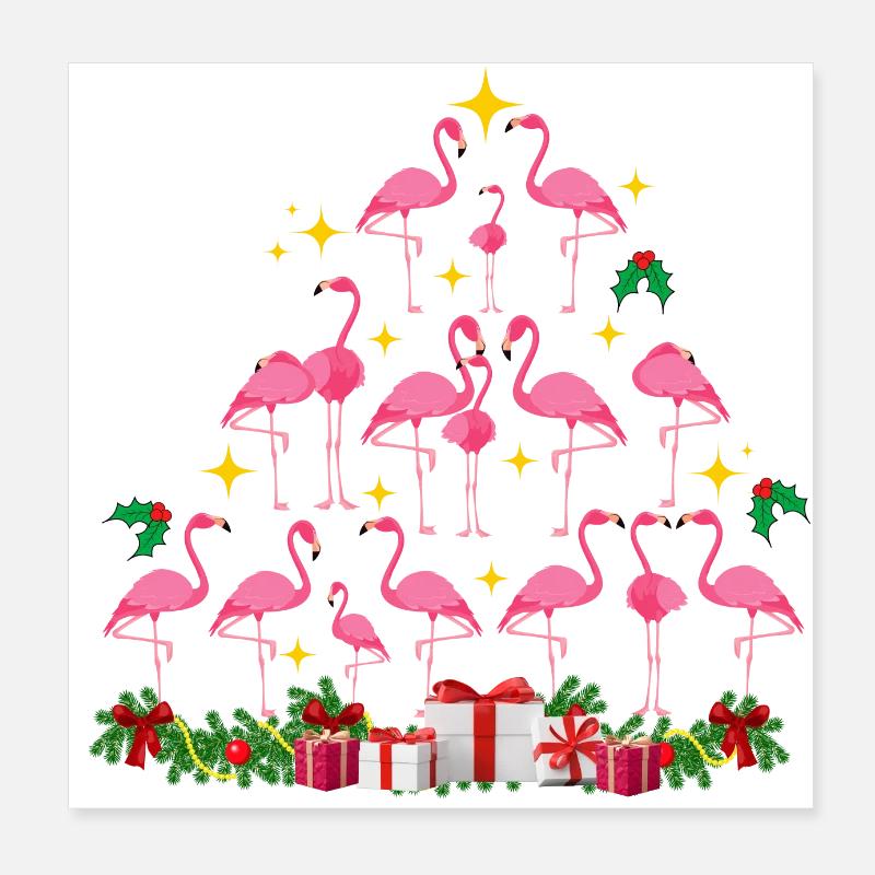 Flamingo Weihnachten. Weihnachtsgeschenk Poster 20x20 cm