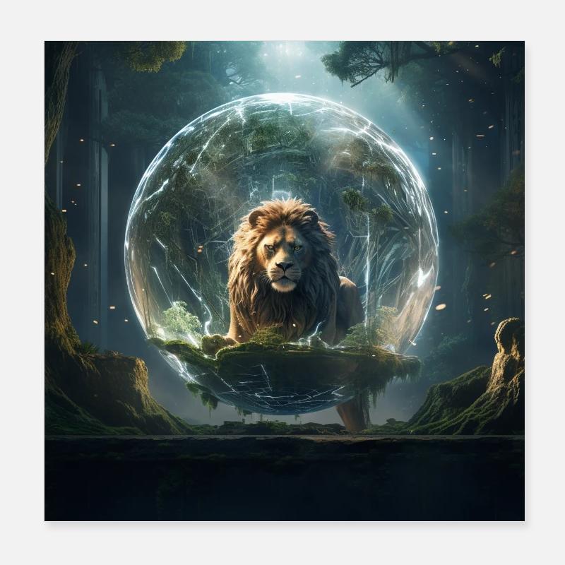 Dimensionaler Löwe Poster 20x20 cm