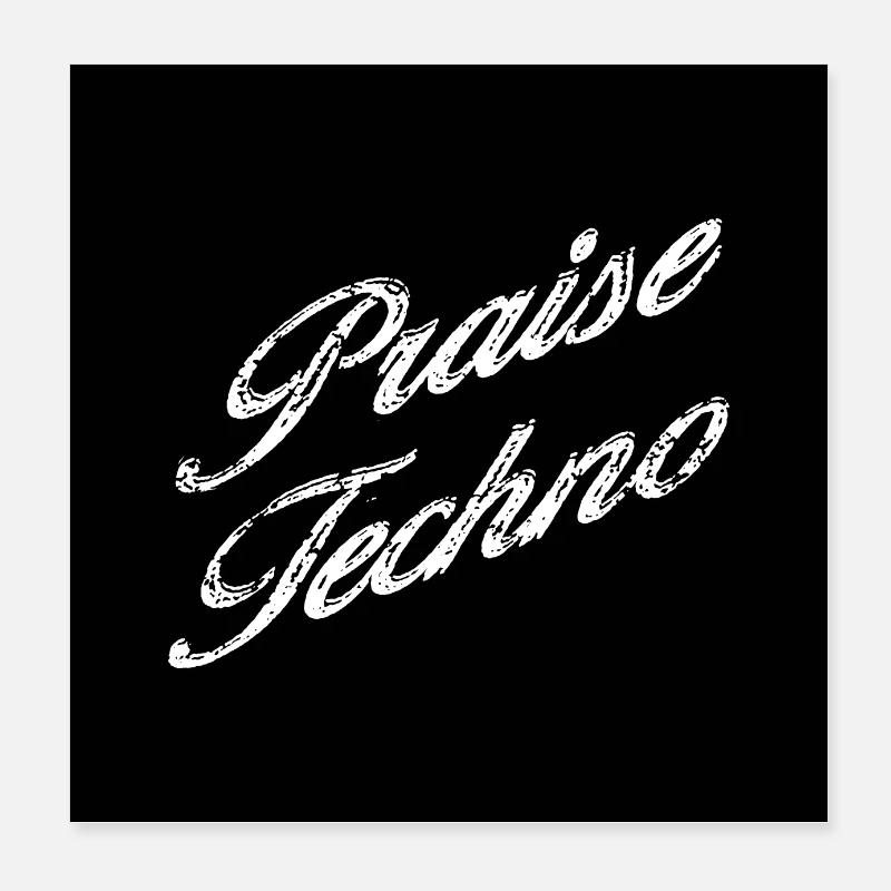 Praise Techno Vintage Hard Dark Acid Poster 8" x 8" (20x20 cm)