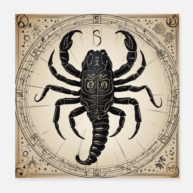 Zodiac Scorpion - Poster 20x20 cm - Weiß