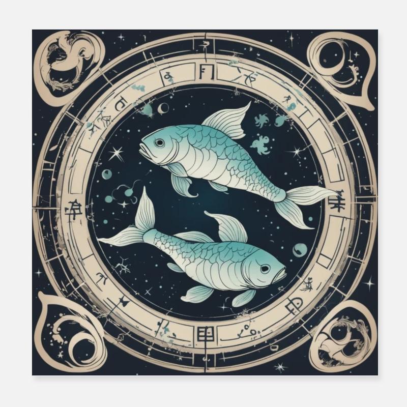 Zodiac Pisces - Poster 20x20 cm - Weiß