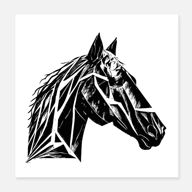 Tête de cheval élégante en géométrie Poster 20 x 20 cm