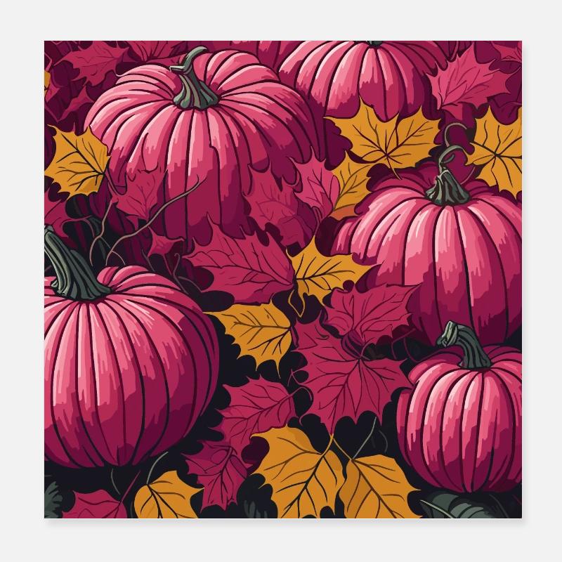 Patch de citrouille rose - Poster 20 x 20 cm - blanc