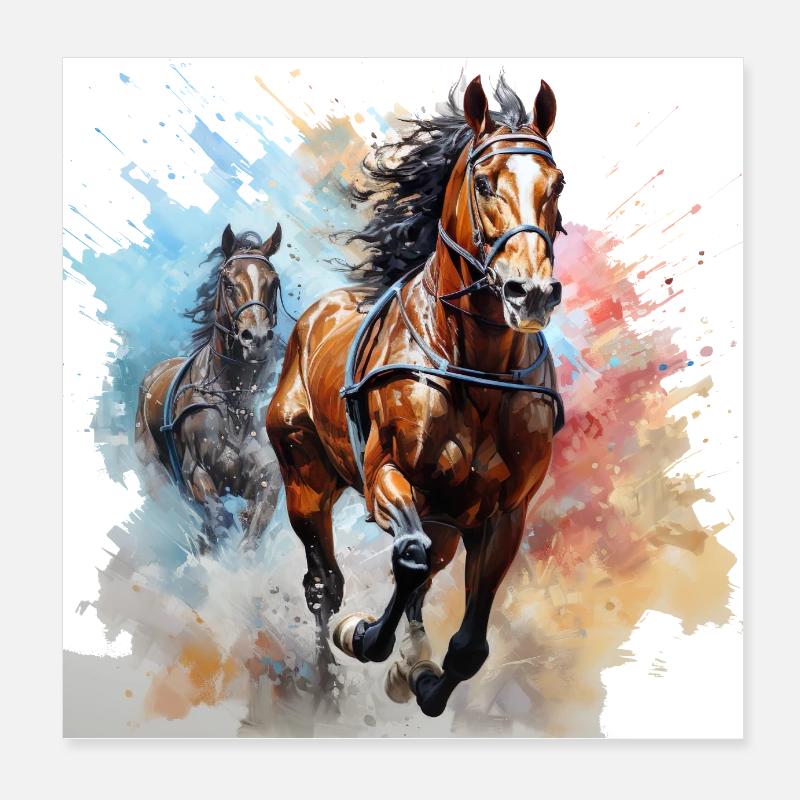 Quand les chevaux courent Poster 20 x 20 cm