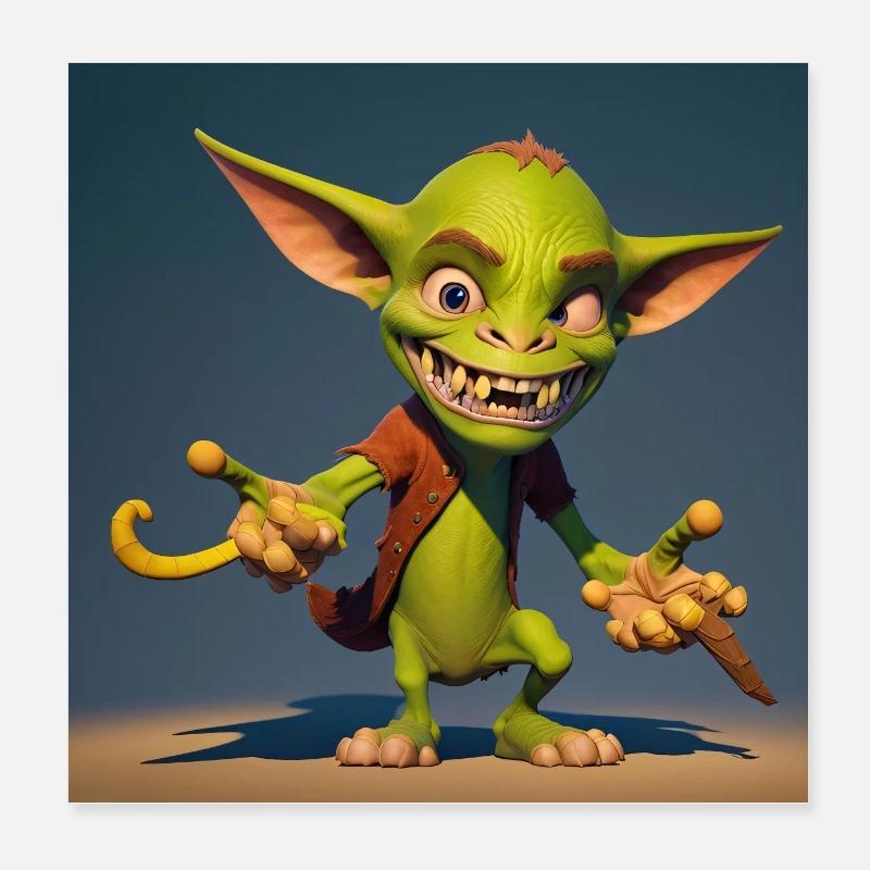kleiner frecher Goblin Poster 20x20 cm