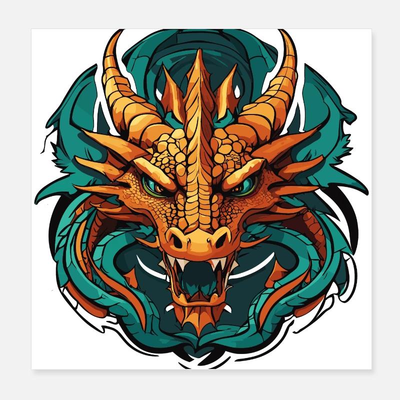 Dragon head sticker design Poster 8" x 8" (20x20 cm)