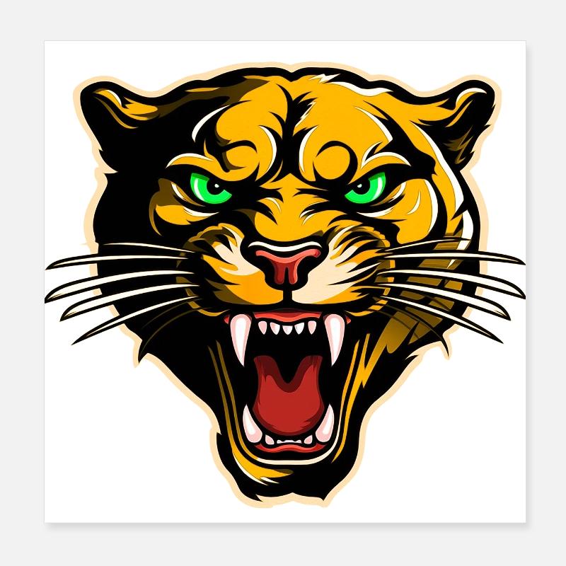 Panther Head Gold Poster 8" x 8" (20x20 cm)