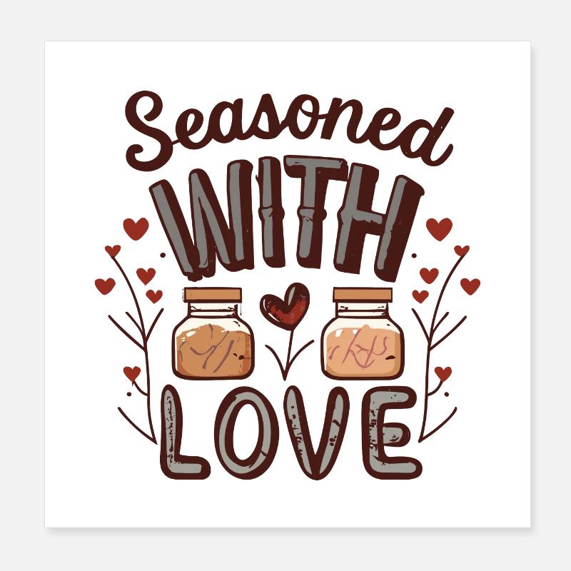 Mit Liebe gewürzt - Einzigartiges Foodie-Design Poster 20x20 cm
