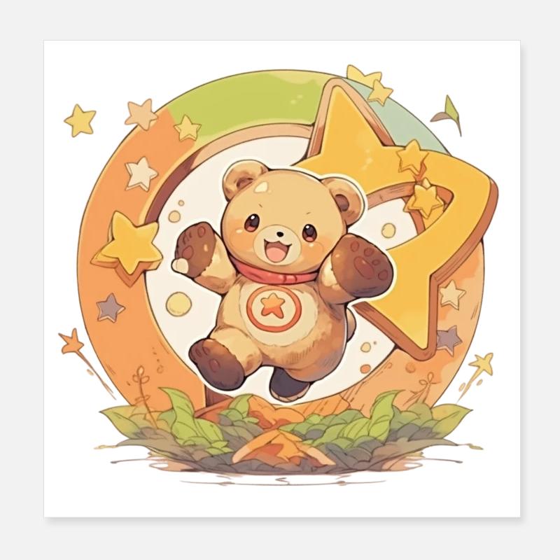 Kawaii Teddybär Poster 20x20 cm