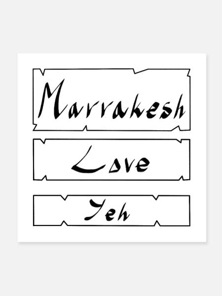 Marrakesch Liebe Yeh - Poster 20x20 cm - Weiß