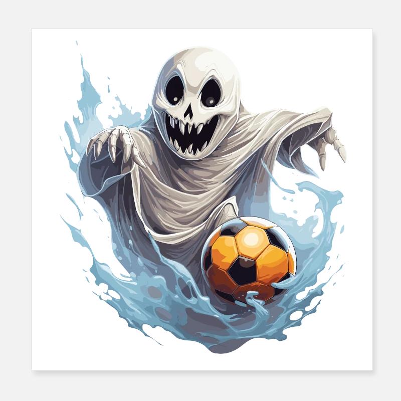 Fantôme à la recherche de buts: le tee de l’attaquant spectral! Poster 20 x 20 cm