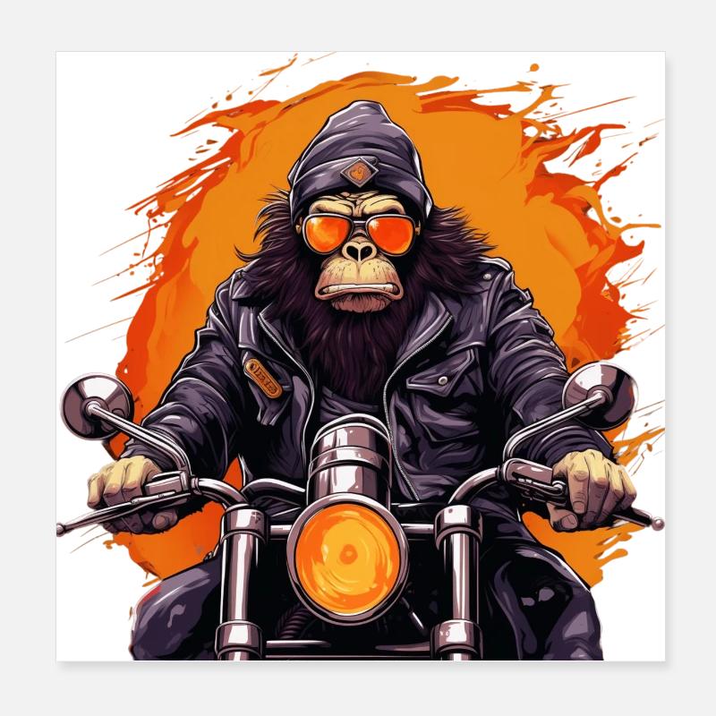 Gorilla Biker Poster 20x20 cm