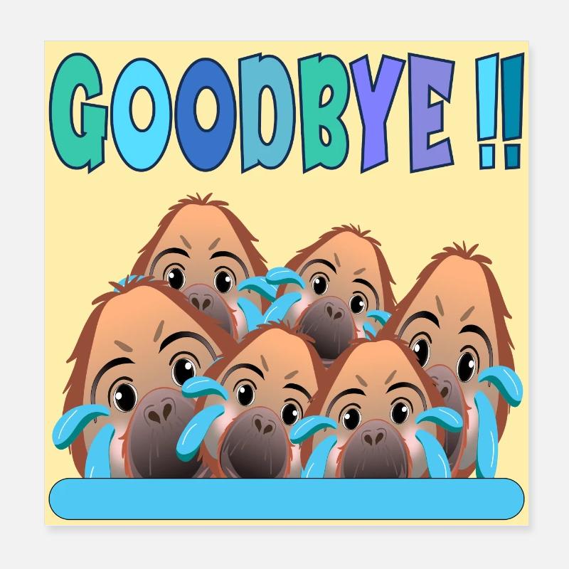 ADIEU ÉQUIPE GOODBYE MONKEY Poster 20 x 20 cm