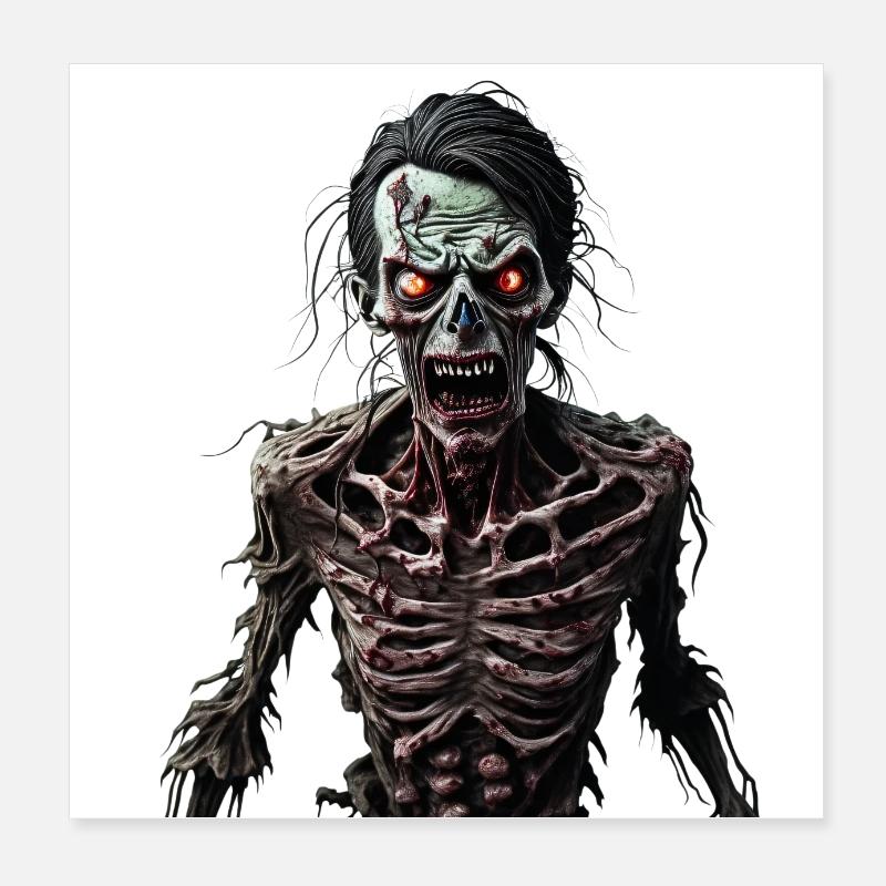 Zombie not very happy Poster 8" x 8" (20x20 cm)