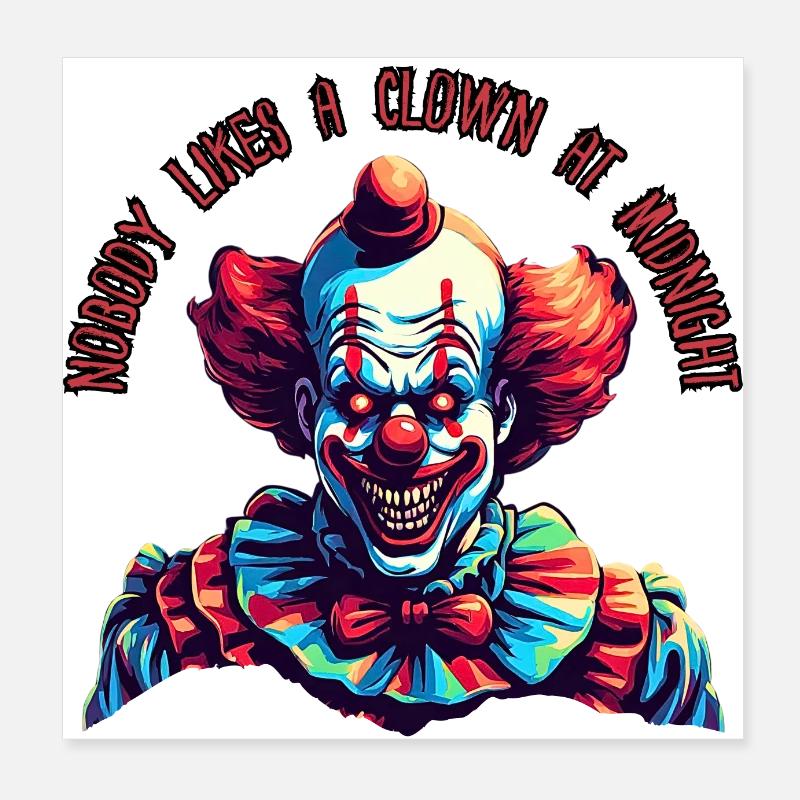 Nobody likes a clown at midnight Poster 8" x 8" (20x20 cm)
