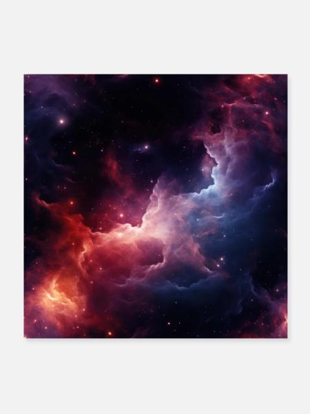Stellar Odyssey: Cosmic Nebula Embrace - Poster 8" x 8" (20x20 cm) - white - Front