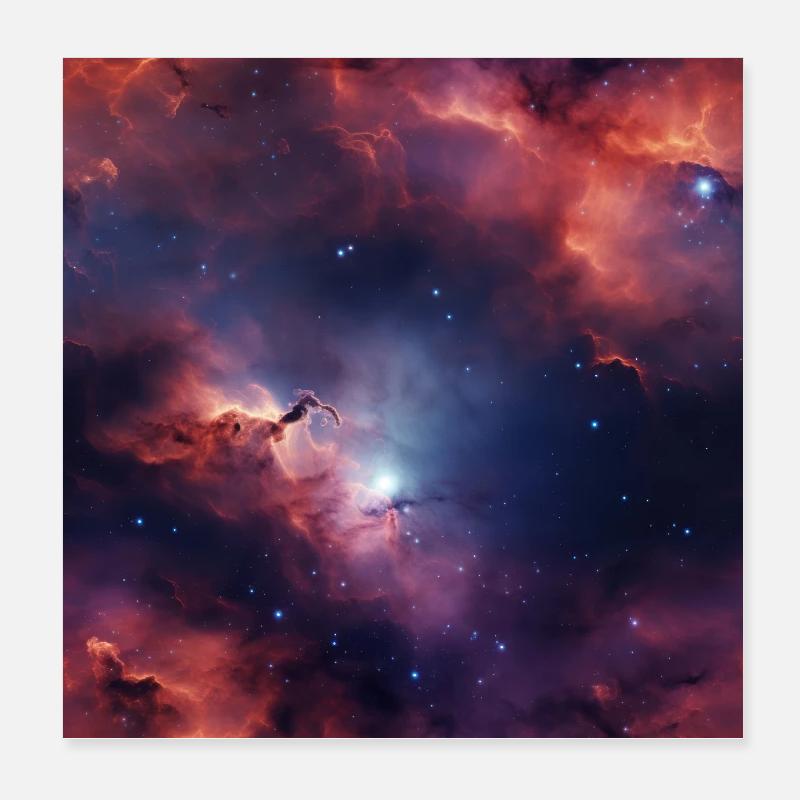 Stellar Odyssey: Cosmic Nebula Embrace Poster 8" x 8" (20x20 cm)