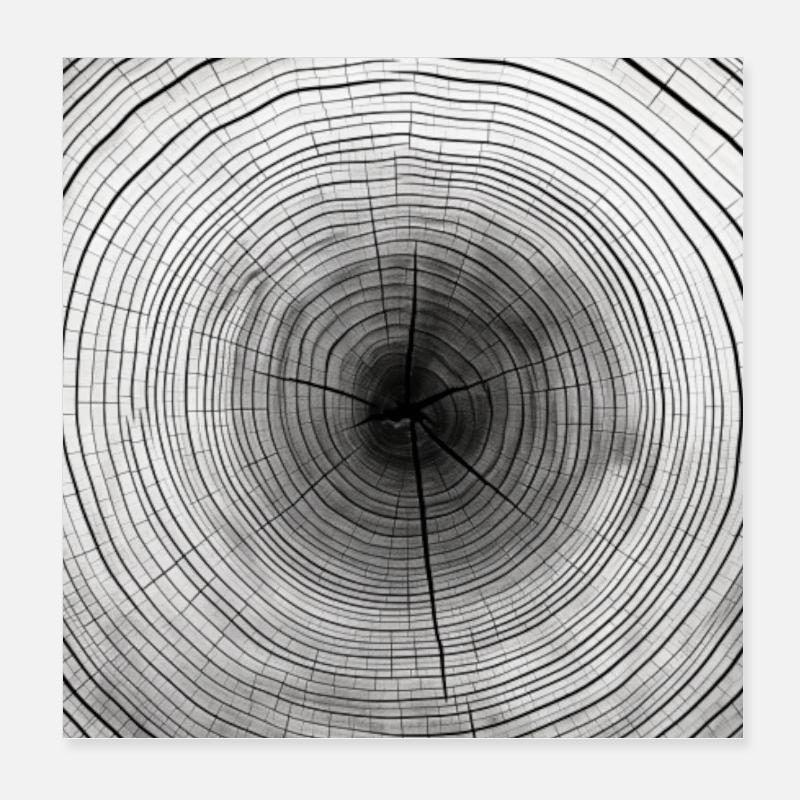 Tronc d’arbre, anneaux d’arbre, affiche d’impression de disque en bois 1:1 Poster 20 x 20 cm