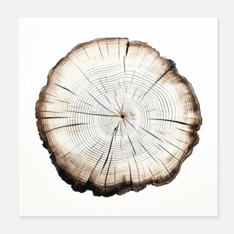 Tronc d’arbre, anneaux d’arbre, affiche d’impression de disque en bois 1:1 Poster 20 x 20 cm