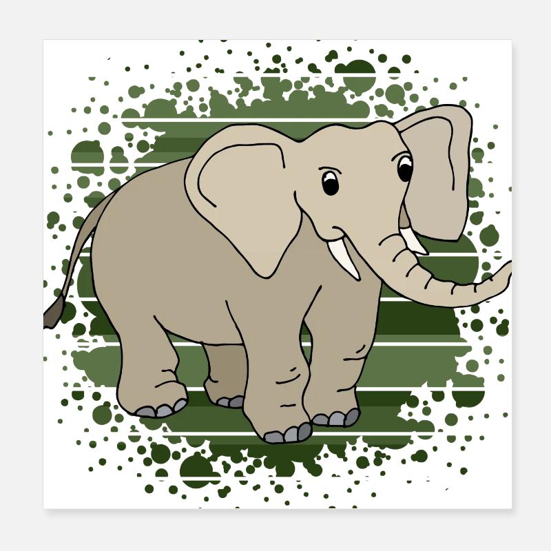 Elephant Poster 8" x 8" (20x20 cm)
