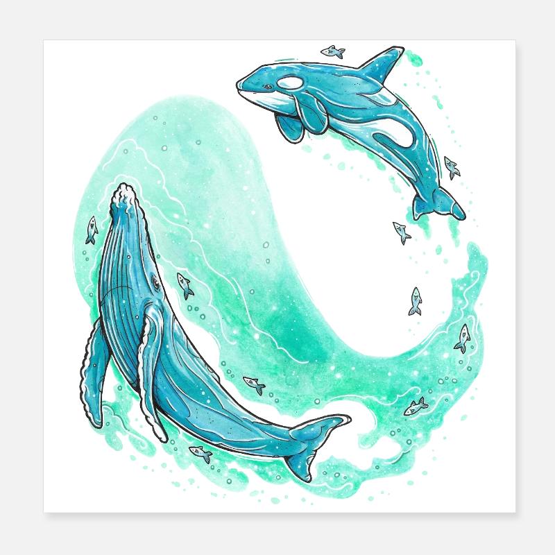 Vague de baleine Poster 20 x 20 cm