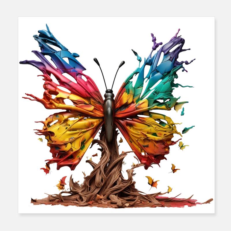 Papillon arc-en-ciel Poster 20 x 20 cm