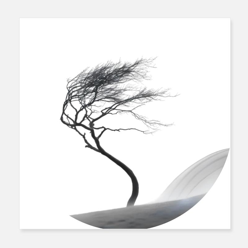 Un petit arbre dans la grande tempête Poster 20 x 20 cm