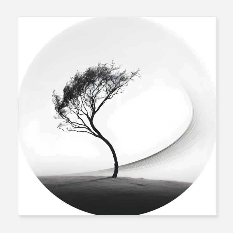 A black and white image of a tree Poster 8" x 8" (20x20 cm)