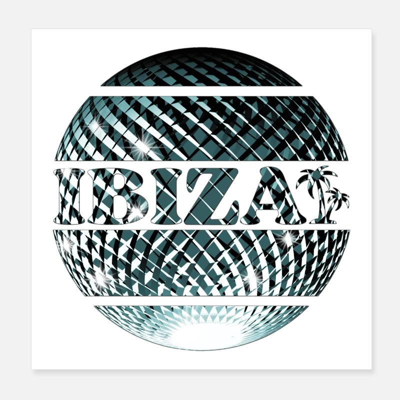 Ibiza Elegant Platinum Blue Disco Ball Poster 8" x 8" (20x20 cm)