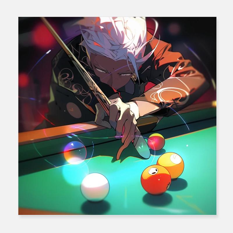Billiards Play Poster 8" x 8" (20x20 cm)