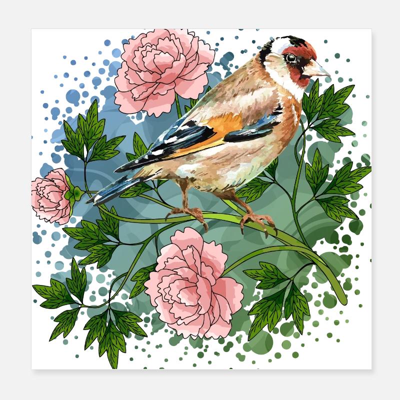 Oiseau coloré Poster 20 x 20 cm