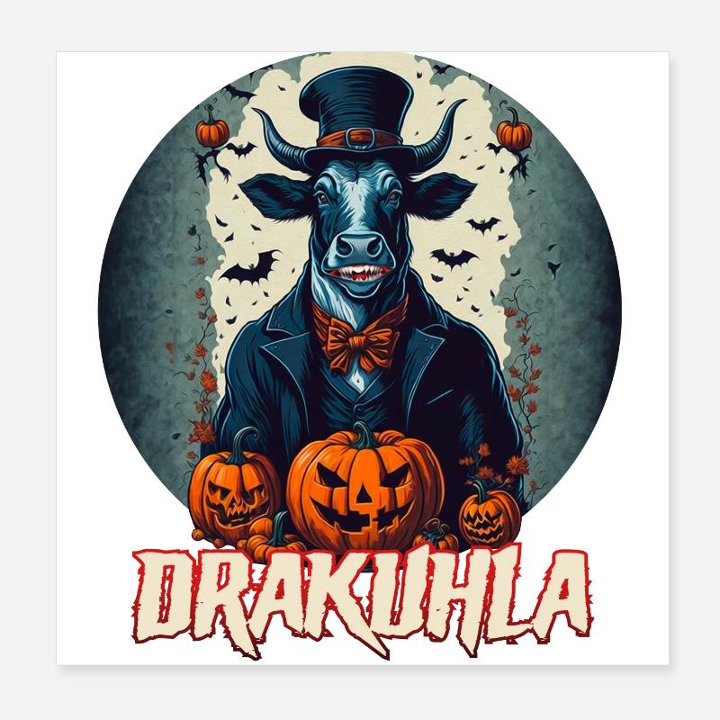 Dracula Cow Vampire Drakuhla Poster 8" x 8" (20x20 cm)
